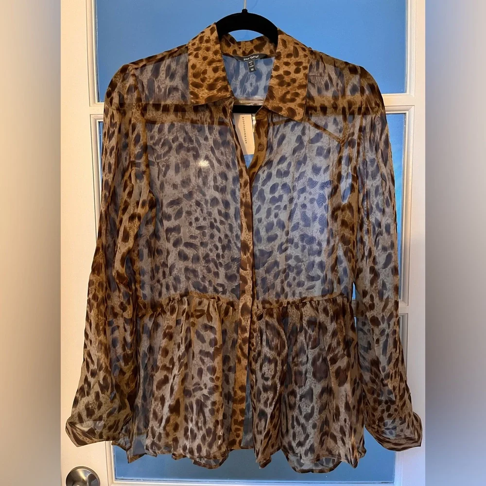 Blue Tassel Anthropologie Silk Peplum Blouse - Picture 4 of 4